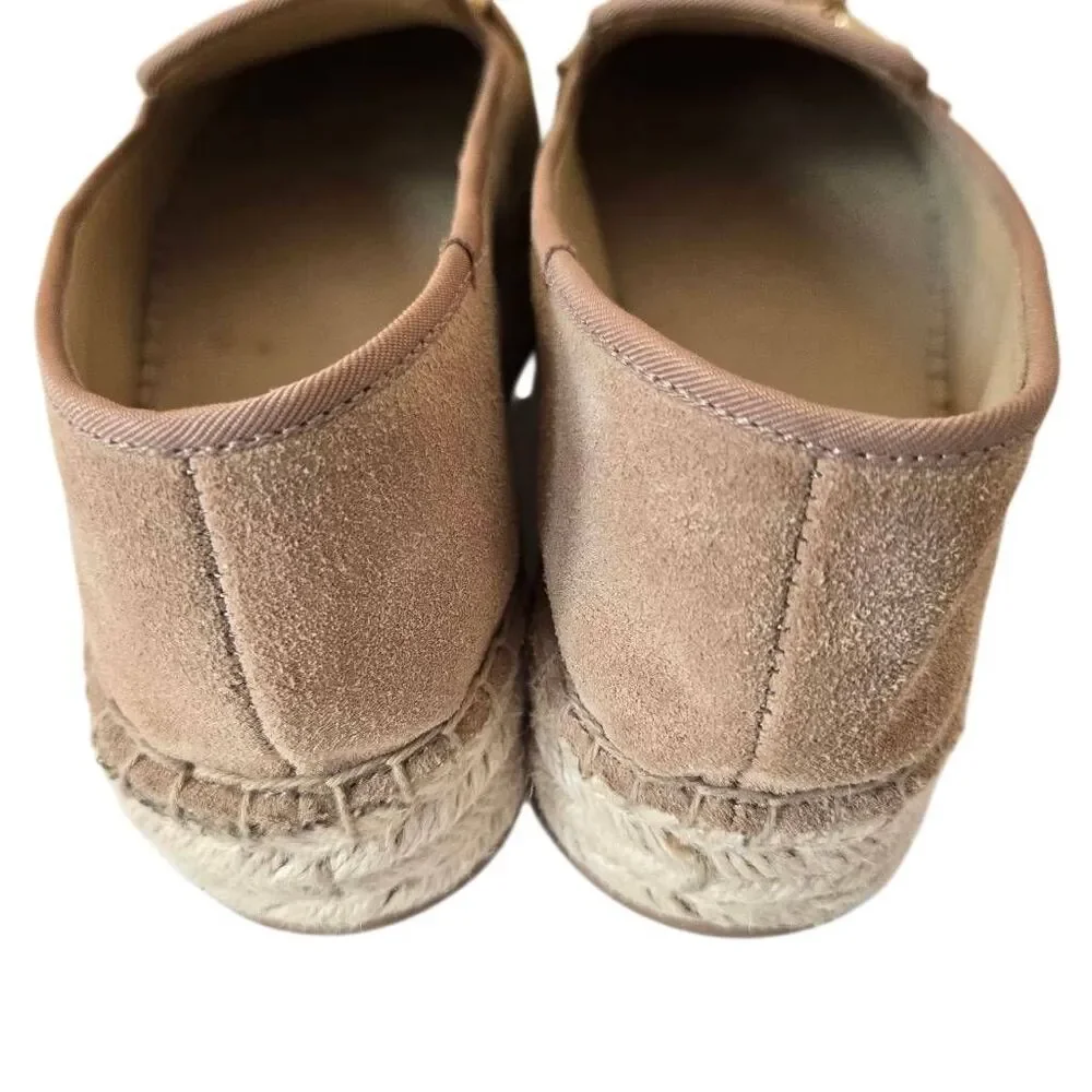 Talbots Womens Quinn Bow Tan Suede Platform Espadrille Loafer 7M